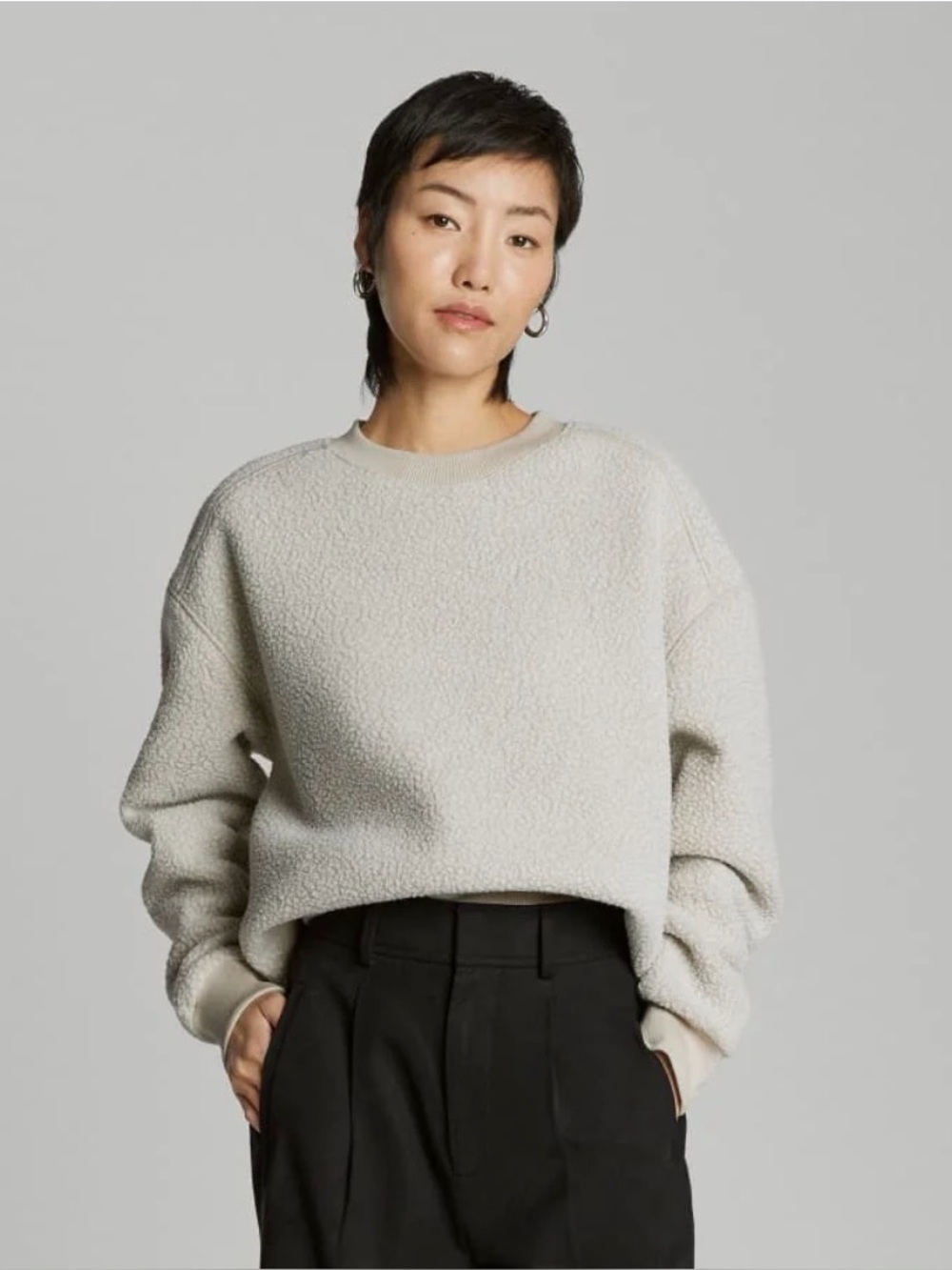Everlane Cream Sherpa Crewneck Sweater